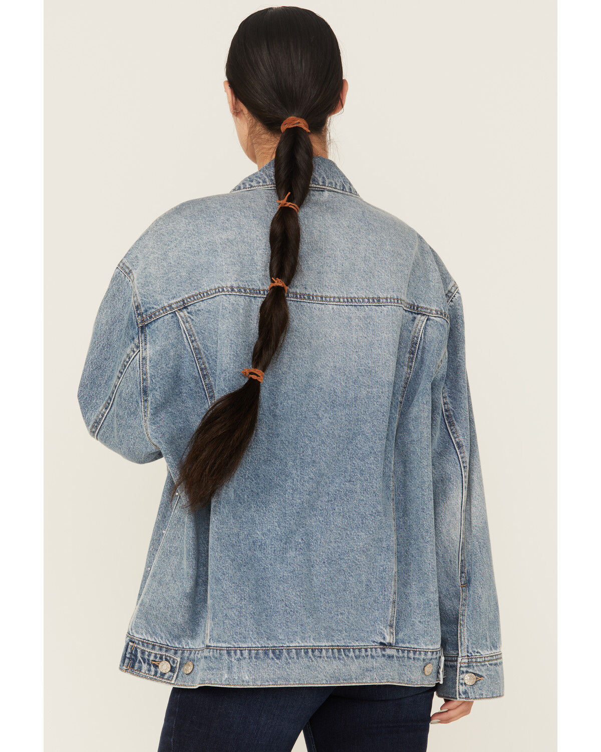 Image #4 - Daze Women's Beau Medium Wash Oversized Studded Denim Jacket, Medium Wash, hi-res