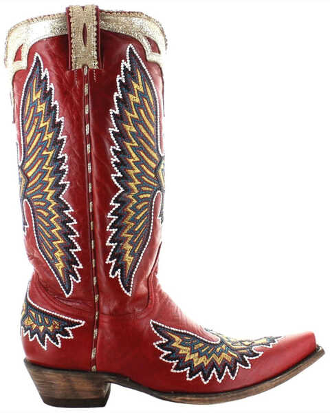 Image #2 - Old Gringo Women's Eagle Stitch Western Boots - Snip Toe, Red, hi-res