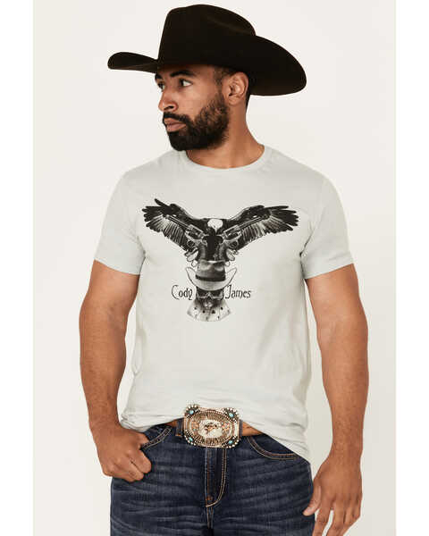 Image #1 - Cody James Men's Flight Short Sleeve Graphic T-Shirt , Silver, hi-res