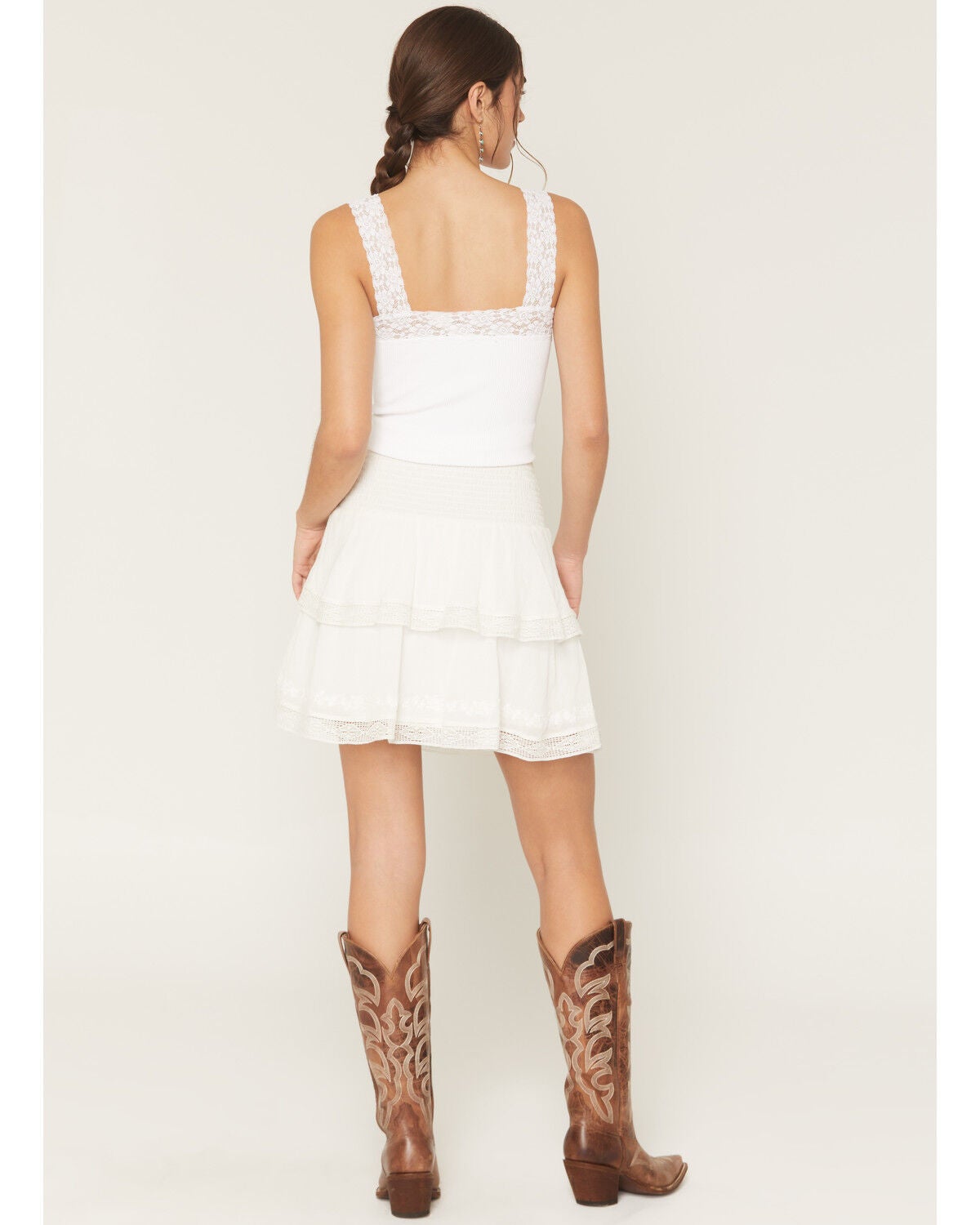 Image #3 - Shyanne Women's Embroidered Flutter Mini Skirt, White, hi-res