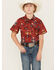 Image #1 - Cody James Boys' Firewater Southwestern Print Short Sleeve Snap Western Shirt , Red, hi-res