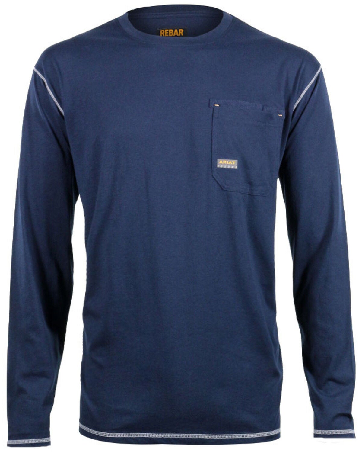 Ariat Men's Rebar Crew Long Sleeve Work Shirt, Navy, hi-res