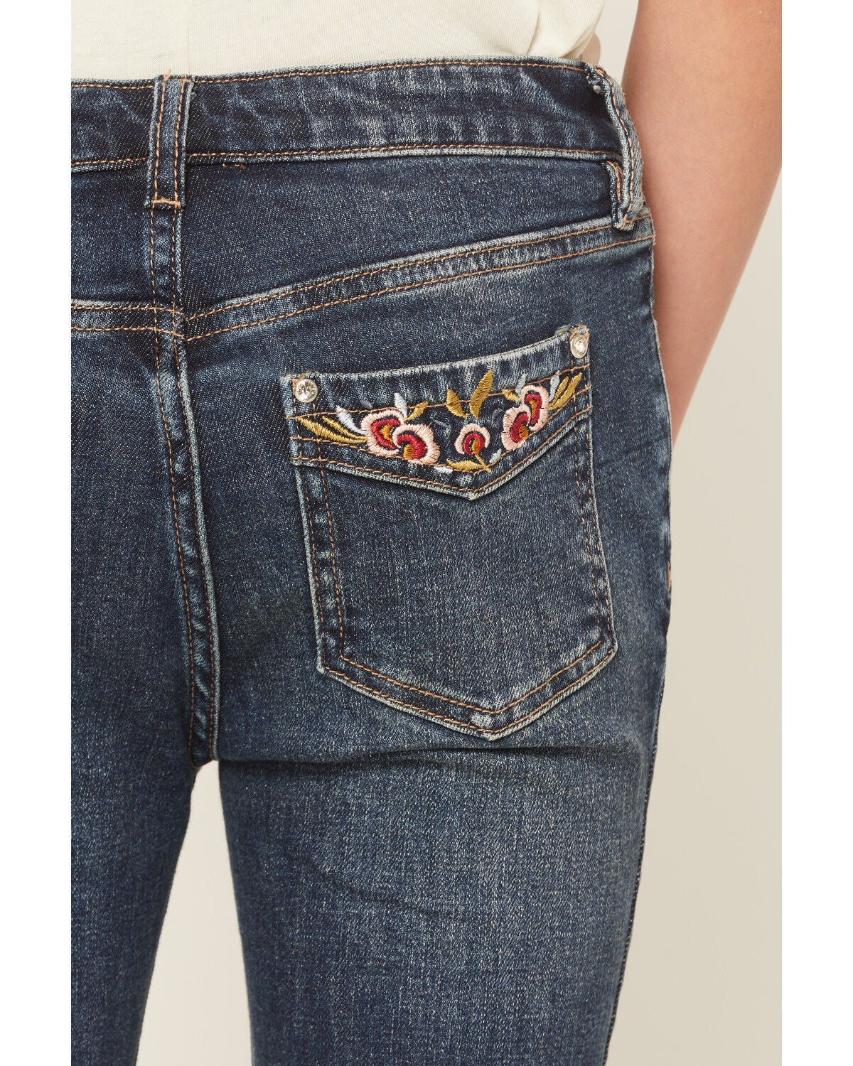 Image #2 - Shyanne Girls' Scout Dark Wash Embroidered Bootcut Stretch Denim Jeans, Dark Wash, hi-res