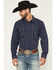 Image #1 - Moonshine Spirit Men's Riff Stripe Print Long Sleeve Snap Western Shirt, Navy, hi-res