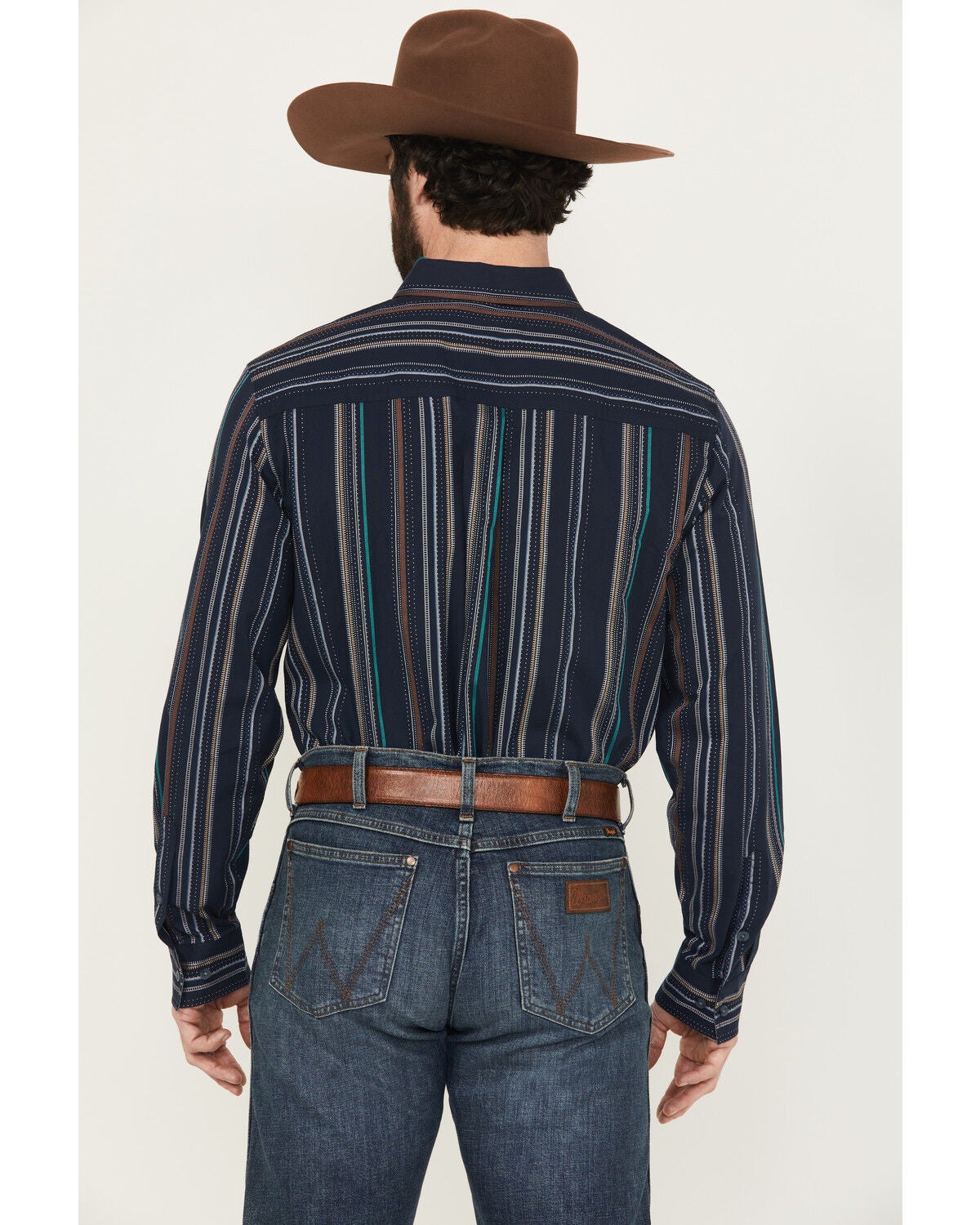 Image #4 - Cody James Men's Blake Striped Long Sleeve Button-Down Stretch Western Shirt, Navy, hi-res