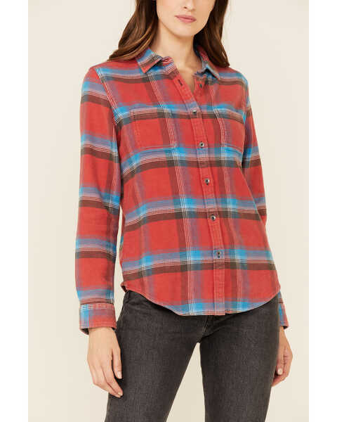 Image #3 - Flag & Anthem Women's Red Plaid Button Down Long Sleeve Western Flannel Shirt, Red, hi-res