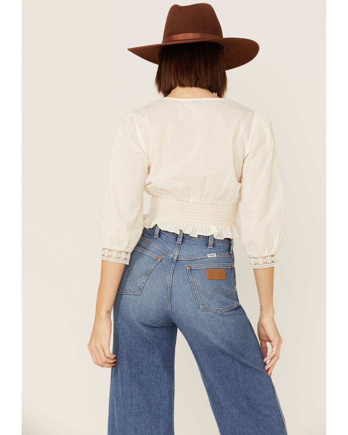 Image #3 - Lush Women's Lace Trim Blouse, Ivory, hi-res