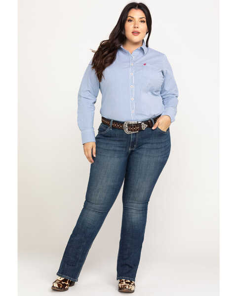 Image #6 - Wrangler Women's Dark Wash Bootcut Jeans - Plus, Indigo, hi-res