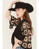 Image #2 - Revel Women's Crochet Tie-Front Long Sleeve Shirt, Black, hi-res