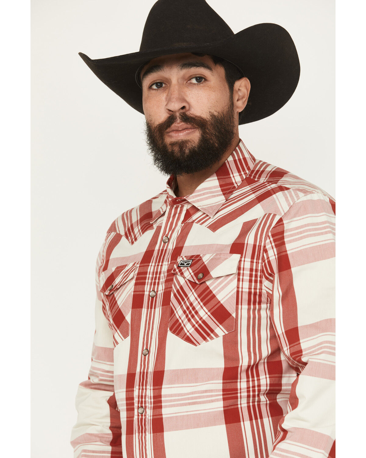 Image #2 - Kimes Ranch Men's Double R Plaid Print Long Sleeve Snap Western Shirt, Red, hi-res