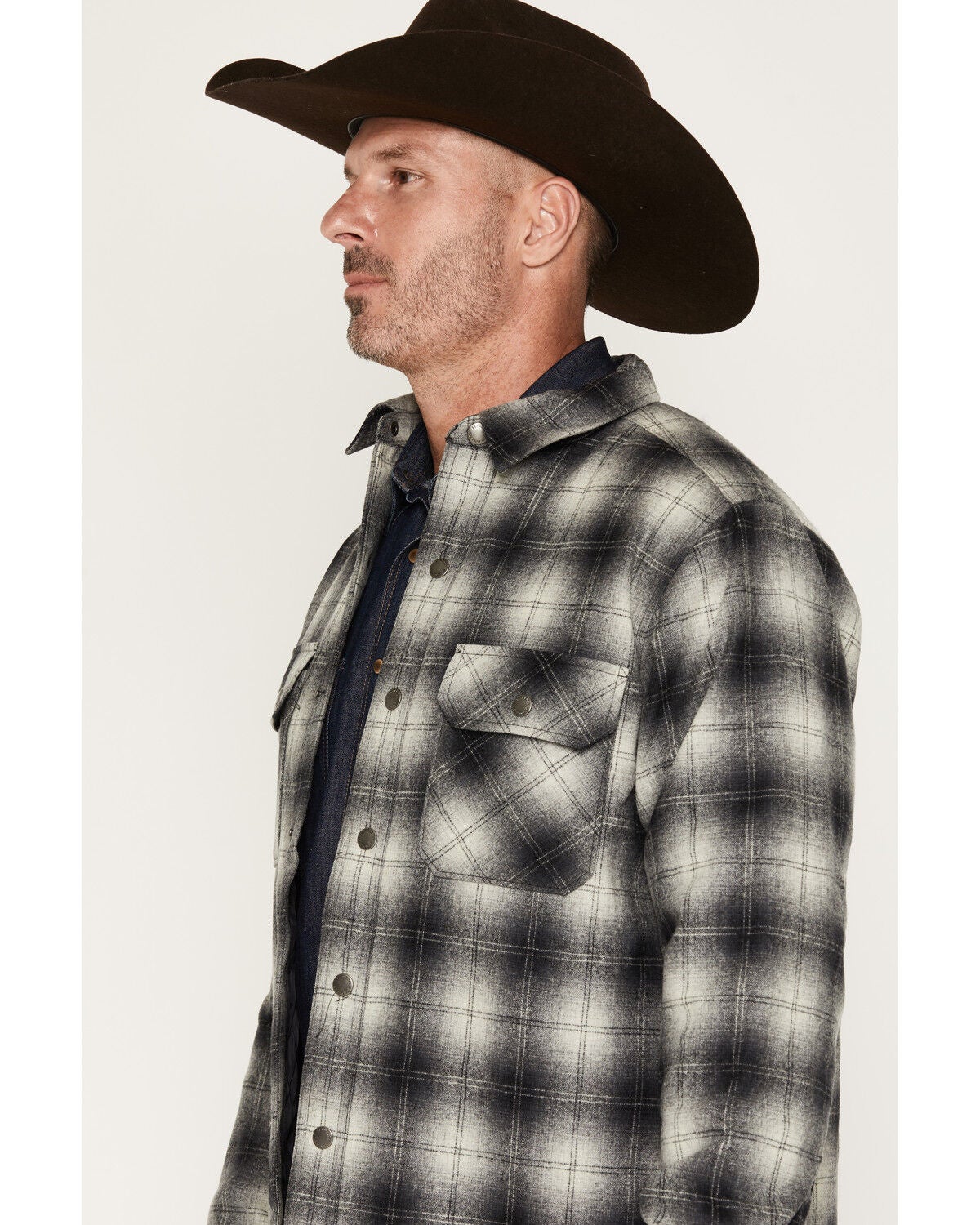 Image #2 - Pendleton Men's Umatilla Plaid Print Quilt Lined Jacket, Charcoal, hi-res