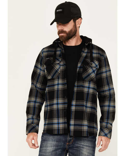 Howitzer Men's Ypres Sherpa Lined Plaid Print Long Sleeve Button-Down Flannel, Black, hi-res