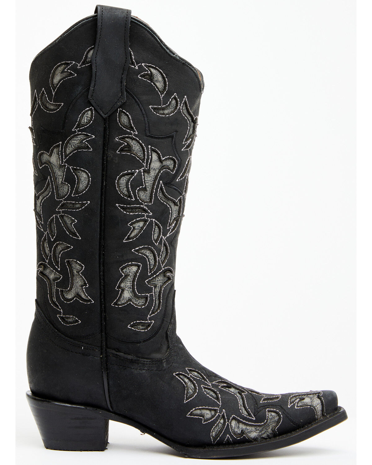 Image #2 - Circle G Women's Inlay Western Boots - Snip Toe, Black/grey, hi-res