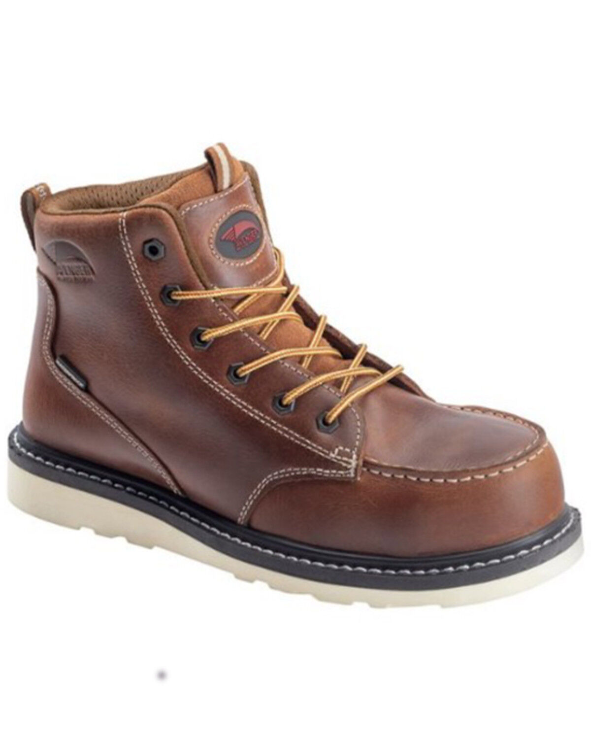 Image #1 - Avenger Men's Wedge Mid 6" Lace-Up Waterproof Work Boots - Carbon Nanofiber Safety Toe, Brown, hi-res
