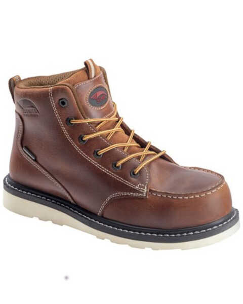 Avenger Men's Wedge Mid 6" Lace-Up Waterproof Work Boots - Carbon Nanofiber Safety Toe, Brown, hi-res