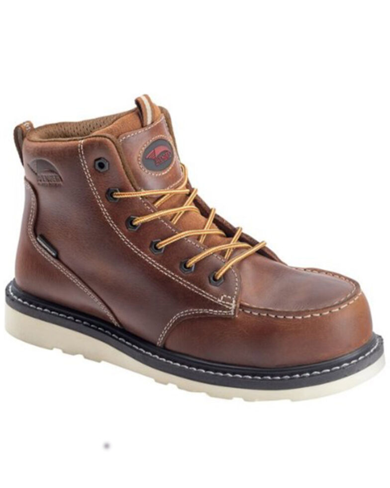 Avenger Men's Wedge Mid Lace-Up Waterproof Work Boots - Carbon Nanofiber Safety Toe, Brown, hi-res