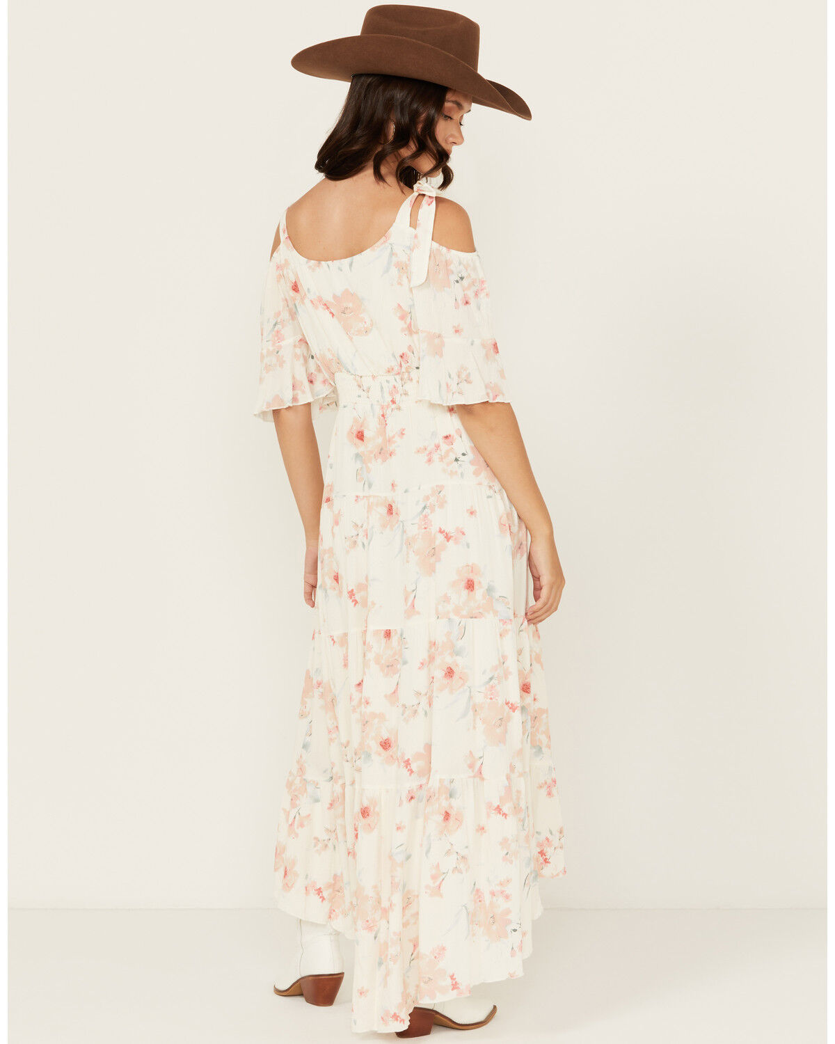 Image #4 - Wild Moss Women's Floral Print Cold Should High-Low Dress, Ivory, hi-res