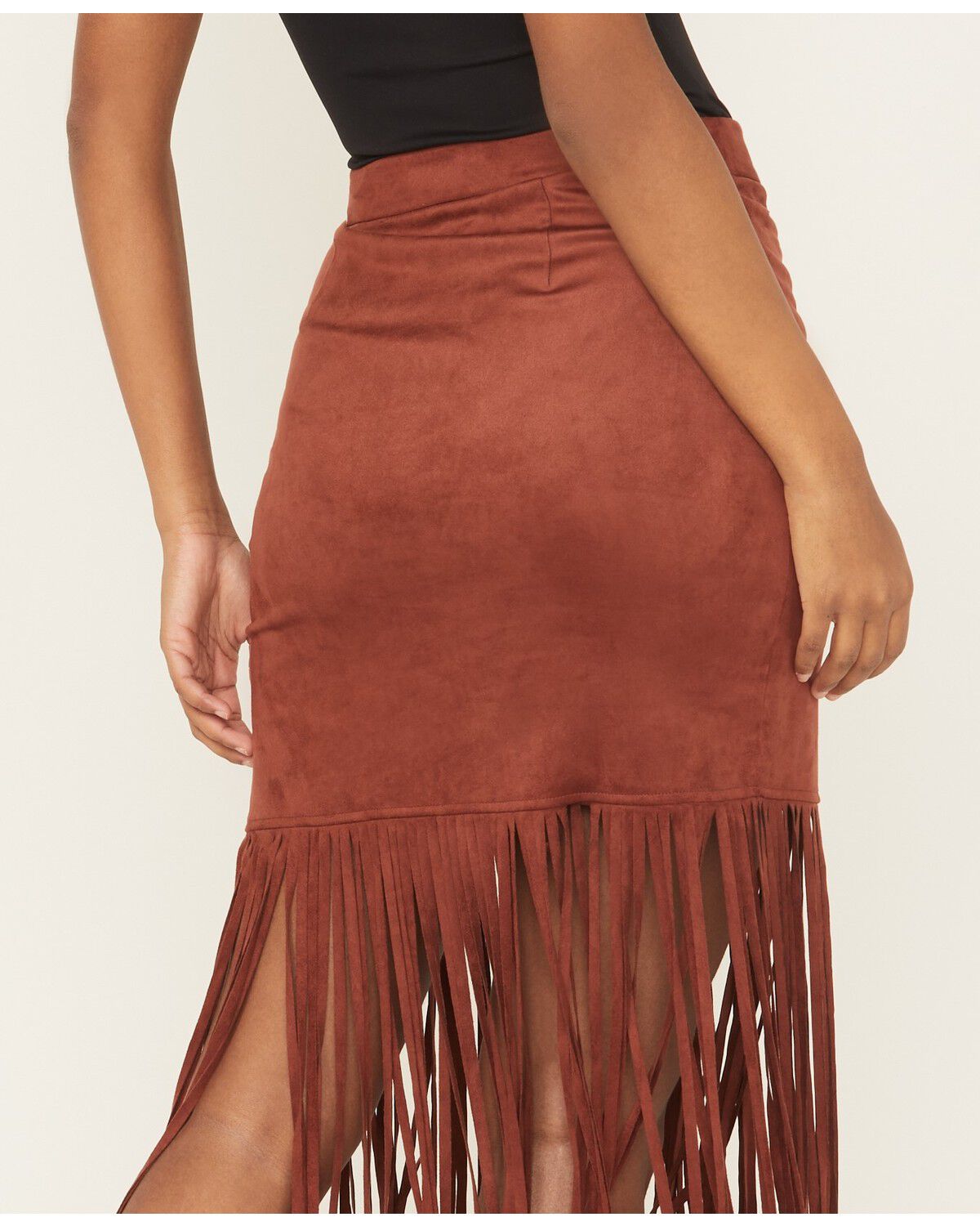Image #4 - Shyanne Women's Faux Suede Fringe Mini Skirt, Mahogany, hi-res