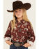 Image #2 - Rock & Roll Denim Girls' Conversational Print Long Sleeve Button-Down Western Shirt, Rust Copper, hi-res