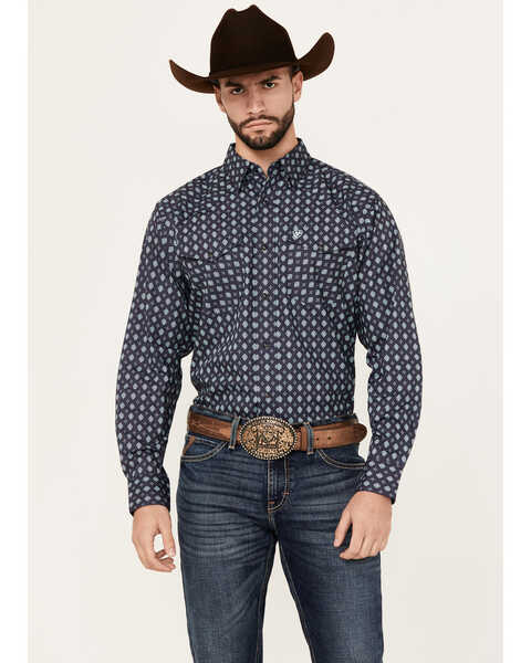 Ariat Men's Everly Geo Print Long Sleeve Snap Western Shirt , Black, hi-res