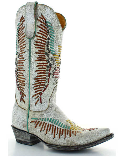 Old Gringo Women's Harper Hand Woven Western Boots - Snip Toe , White, hi-res