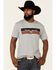 Image #1 - Kimes Ranch Men's Gray Broken Stripe Logo Short Sleeve T-Shirt , Grey, hi-res