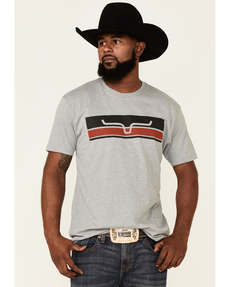 Kimes Ranch Men's Grey Broken Stripe Logo Short Sleeve T-Shirt , Grey, hi-res