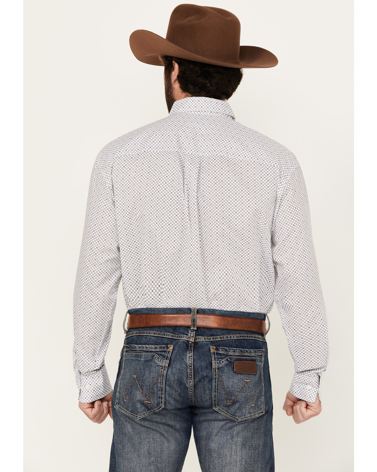 Image #4 - Wrangler Men's Geo Print Long Sleeve Button-Down Stretch Western Shirt, White, hi-res