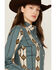 Image #2 - Wrangler Retro Women's Geo Print Long Sleeve Snap Western Shirt, Teal, hi-res