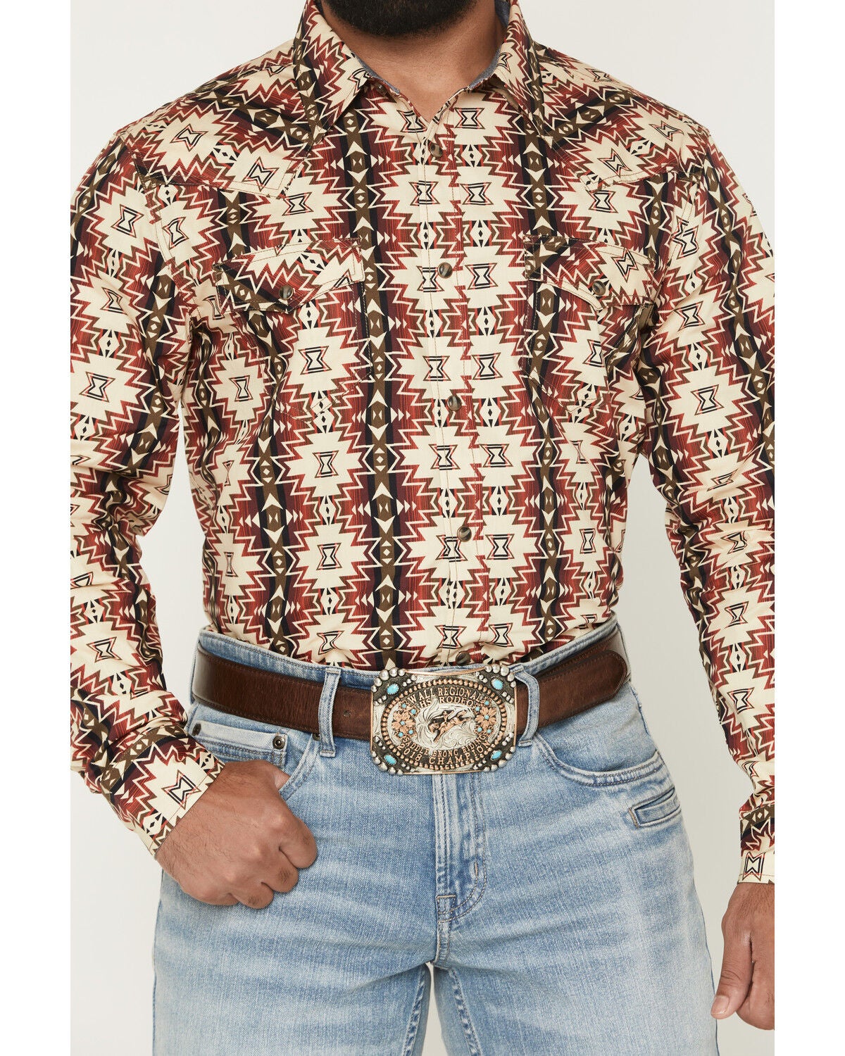 Cody James Men's Thatcher Southwestern Print Long Sleeve Snap