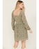 Image #4 - Wild Moss Women's Mineral Wash Smocked Long Sleeve Mini Dress, Sage, hi-res