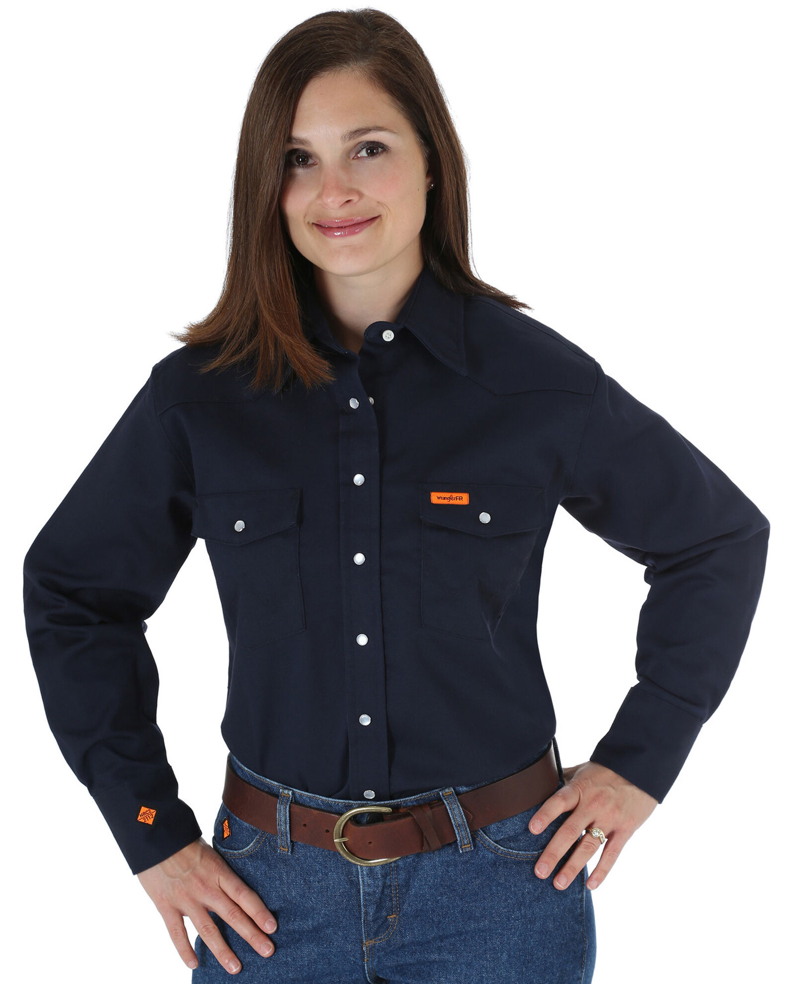Image #1 - Wrangler Women's FR Lightweight Long Sleeve Shirt, Navy, hi-res