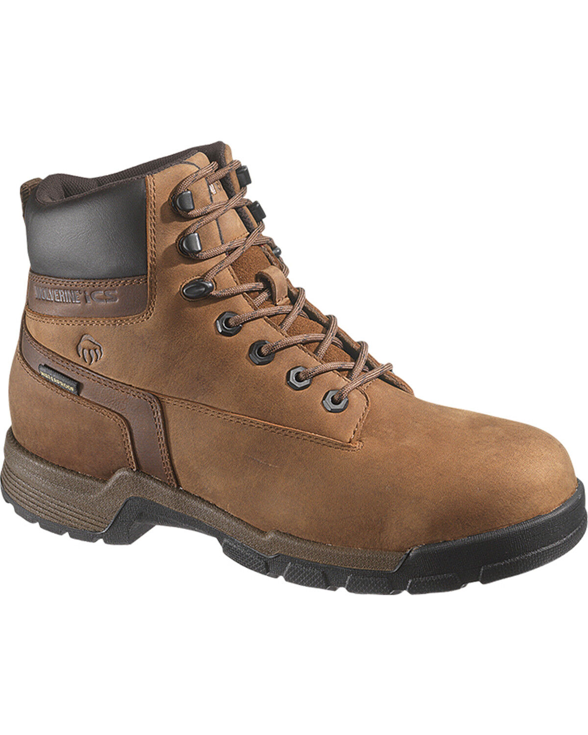 Image #1 - Wolverine Men's 6" Gear Waterproof Work Boots - Composite Toe, Brown, hi-res
