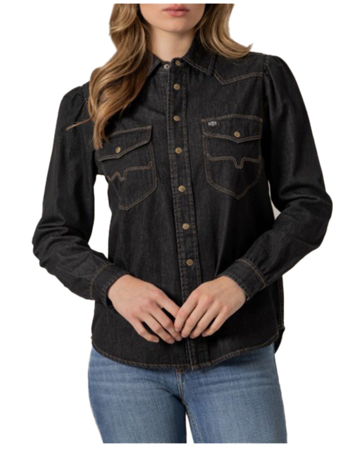 Kimes Ranch Women's Jane Long Sleeve Snap Western Shirt, Black, hi-res