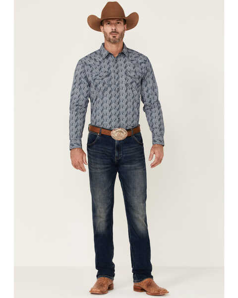 Image #2 - Cody James Men's Pacific Southwestern Print Long Sleeve Snap Western Shirt , Navy, hi-res