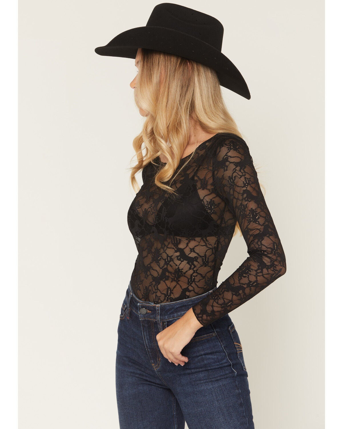Image #2 - Idyllwind Women's Lace Long Sleeve Shirt, Black, hi-res