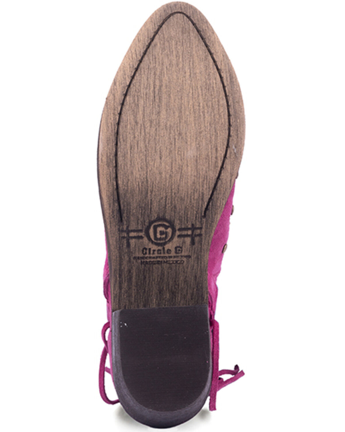 Image #5 - Circle G Women's Fringe Studded Roughout Booties - Round Toe, Pink, hi-res