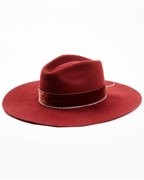 Idyllwind Women's Mayberry Wool Felt Western Hat , Burgundy, hi-res