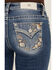 Image #2 - Miss Me Women's Medium Wash Floral Border Pocket Bootcut Stretch Denim Jeans, Medium Wash, hi-res