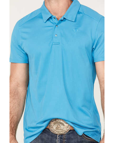 Image #3 - Rock & Roll Denim Men's Embroidered Logo Snap Performance Polo Shirt, Blue, hi-res