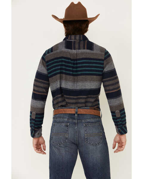 Image #4 - United By Blue Men's Brownstone Responsible Striped Long Sleeve Western Flannel Shirt , Navy, hi-res
