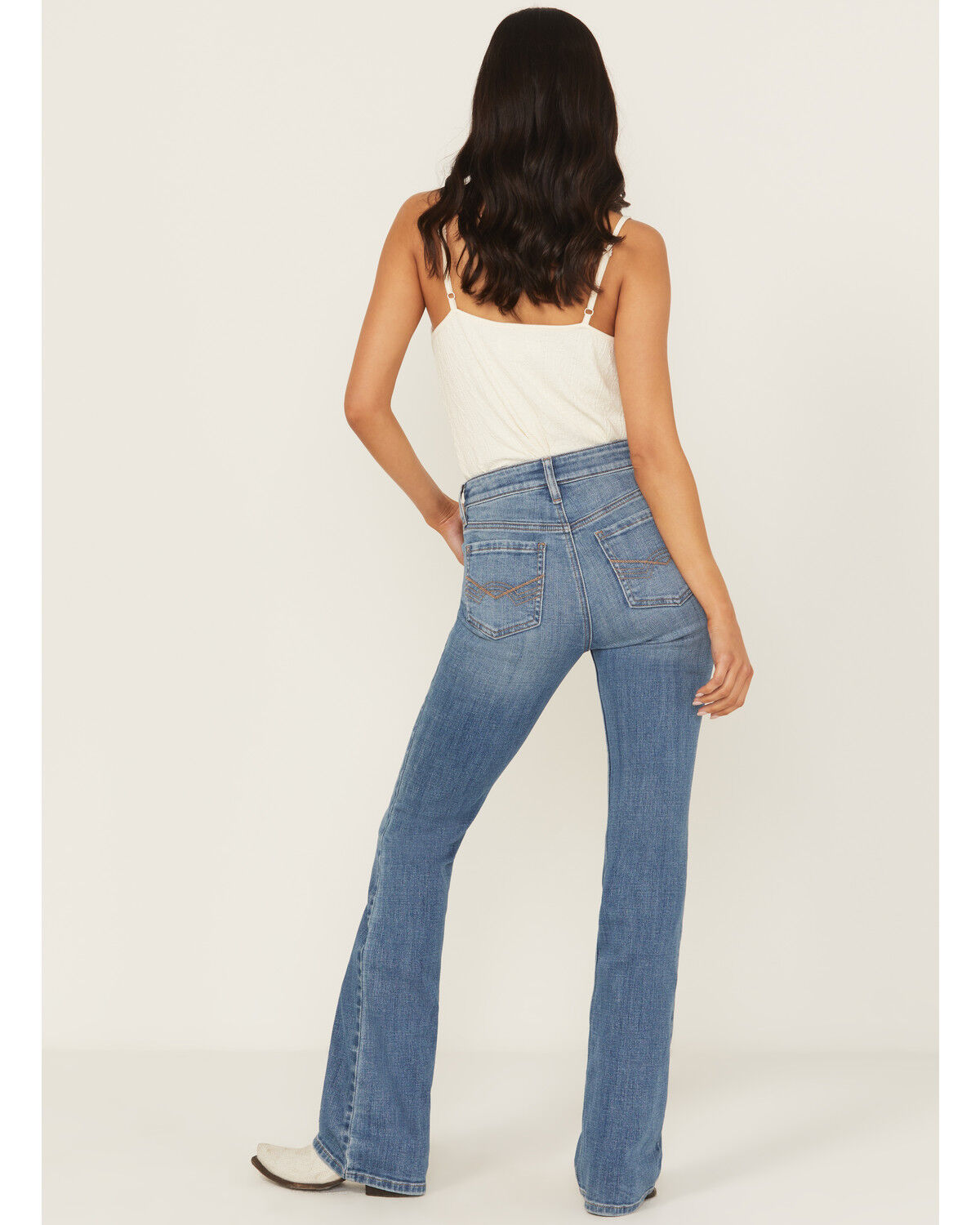 Image #3 - Idyllwind Women's Legend Medium Wash High Rise Rhinestone Studded Bootcut Super Stretch Denim Jeans, Medium Wash, hi-res