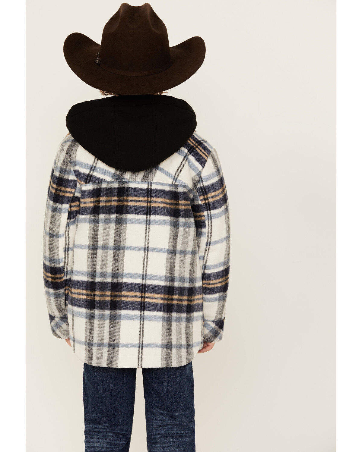 Image #4 - Urban Republic Boys' Plaid Print Sherpa Lined Hooded Shirt Jacket, White, hi-res