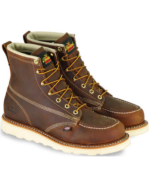 Thorogood Men's 6" American Heritage MAXwear Made In The USA Wedge Sole Work Boots - Soft Toe, Brown, hi-res