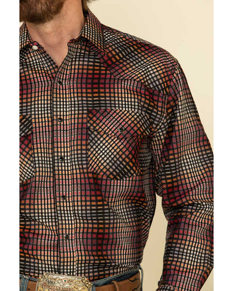 Image #4 - Resistol Men's Multi Chestnut Check Plaid Long Sleeve Western Shirt , Multi, hi-res