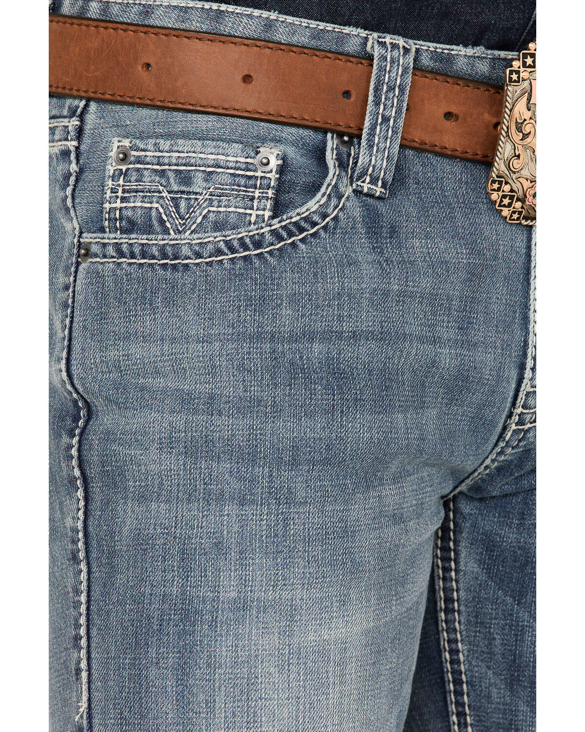 Image #4 - Rock & Roll Denim Men's Pistol Light Wash Regular Straight Jeans, Light Wash, hi-res