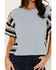 Image #3 - Cleo + Wolf Women's Ashton Mixed Media Short Sleeve Thermal Shirt, Light Blue, hi-res