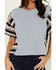 Image #3 - Cleo + Wolf Women's Ashton Mixed Media Short Sleeve Thermal Shirt , Light Blue, hi-res