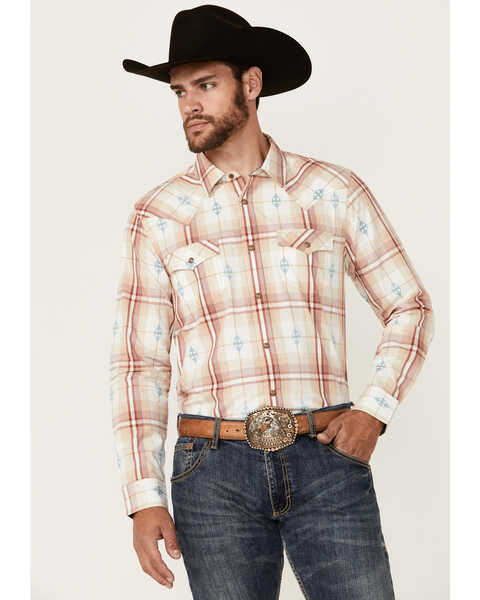 Cody James Men's Samba Plaid Print Long Sleeve Snap Western Shirt , Red, hi-res