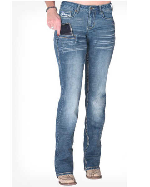 Image #1 - Cowgirl Tuff Women's DFMI Sport Bootcut Jeans , Blue, hi-res